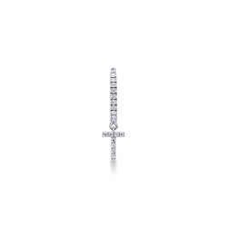 Colgante pendiente con letra T en oro blanco y diamantes