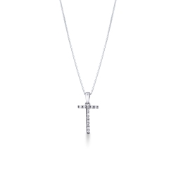 Collar con initial T de oro blanco y diamantes