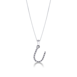 Collar con initial U de oro blanco y diamantes