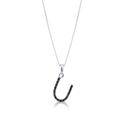 Colgante con initial U oro blanco y diamantes negros