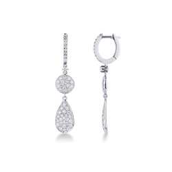 Pendientes en oro blanco de 18k con colgantes de pavé de diamantes