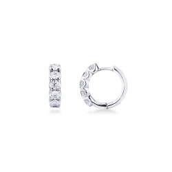 Pendientes de aro en oro blanco de 18k con diamantes