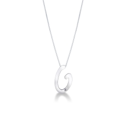 Collar en oro blanco 18k con letra G y diamante