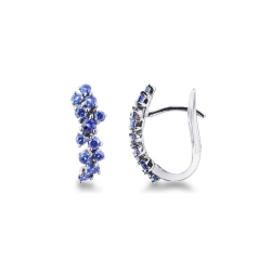 Pendientes de aro en oro blanco 18k con zafiros azules
