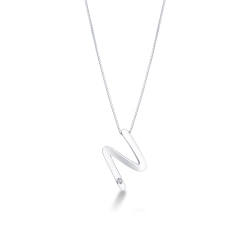 Collar oro blanco 18k letra N diamante