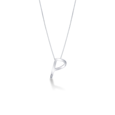Collar con colgante de letra P de oro con diamante