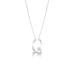 Collar oro blanco 18k letra Q diamante