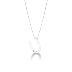 Collar con colgante de letra U de oro con diamante