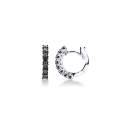 Pendientes aro en oro blanco de 18k engastados con diamantes negros