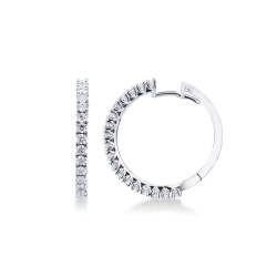 Pendientes de aro con diamantes y oro blanco18 kilates