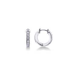 Pendientes aro en oro blanco de 18k con diamantes ct 0.12