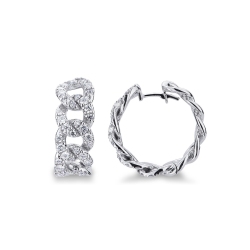 Pendientes groumette redondos en Oro Blanco 18k con Diamantes