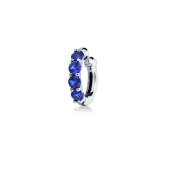 Earcuff en oro blanco 18 quilates, con zafiros azules