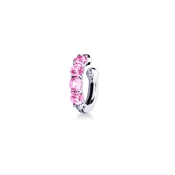Earcuff  en oro blanco de 18 quilates con zafiros rosas