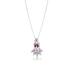Collar oro blanco 750 con zafiro rosa y diamantes
