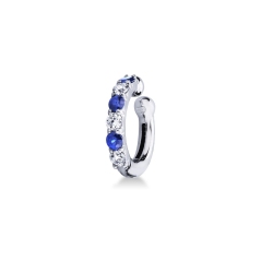 Earcuff en oro blanco 18 quilates con diamantes y zafiros azules