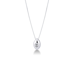 Collar gota en oro blanco 18k con diamante