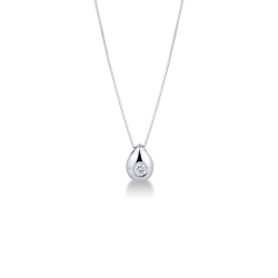 Collar gota diamante brillante or blanc 750
