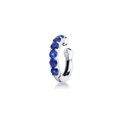 Pendiente único earcuff en oro blanco 18k con zafiros azules