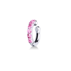 Ear cuff en oro blanco de 18 quilates con zafiros rosas