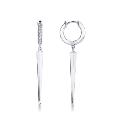Pendientes con aros en oro blanco 18k con diamantes