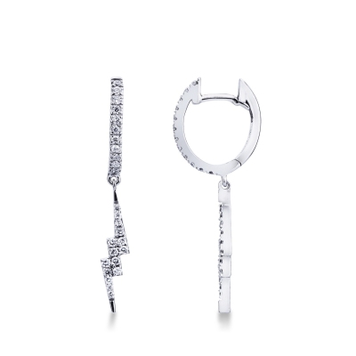 Pendientes en oro blanco en forma de rayo