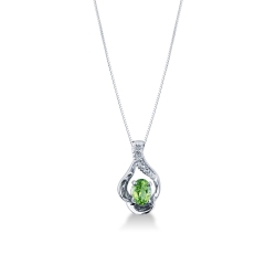 Collar de mujer en oro blanco 18k con peridoto y diamantes