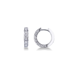 PENDIENTES ARO ORO BLANCO 18K Y DIAMANTE