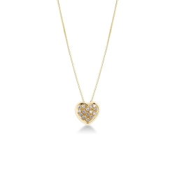 Collar oro amarillo 18k corazón con pavé de diamantes