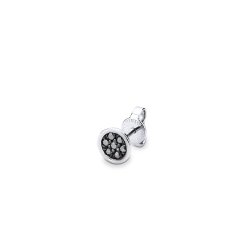 Pendiente individual en oro blanco de 18 quilates con diamantes negros