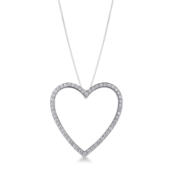 Collar corazón grande oro blanco 18K