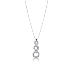Collar en oro blanco 18 quilates con tres círculos con diamantes