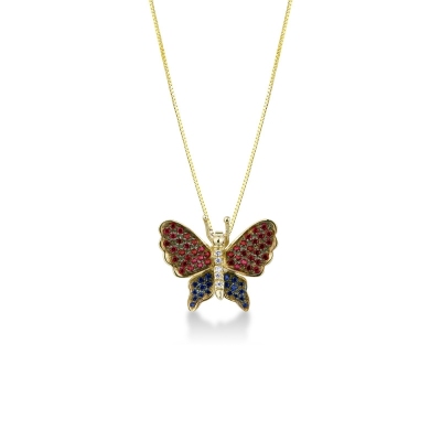 Collar con colgante en forma de mariposa en oro amarillo de 18 k