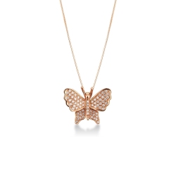 Collar con colgante en forma de mariposa en oro rosa 18k
