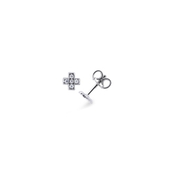 Pendientes en forma de cruz en oro blanco de 18k con diamantes