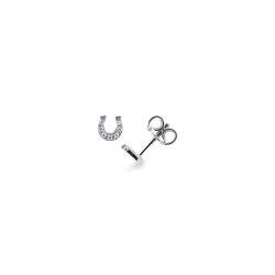 Pendientes en Forma de Herradura en Oro Blanco 18k con Diamantes