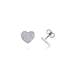 Pendientes en oro blanco 18 quilates corazón con diamantes