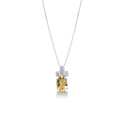 Collar en Oro Blanco 18k con Colgante de Citrino y Diamantes