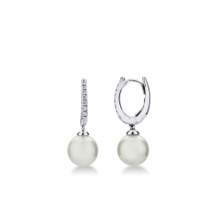 Pendientes en oro blanco de 18 quilates con perlas cultivadas y diamantes