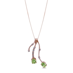 Collar en oro rosa de 18k con peridotos