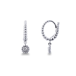 Pendientes con Bolitas en Oro Blanco 18k y Diamantes