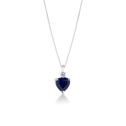 Collar oro blanco de 18 kt con zafiro azul corazón