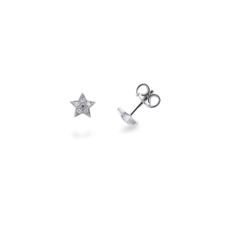 Pendientes con estrella en oro blanco de 18k con diamantes