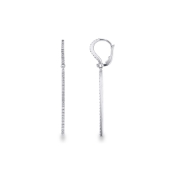Pendientes en oro blanco 18 quilates con colgante fino de diamantes