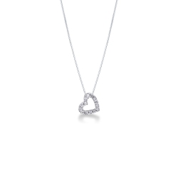 Collar oro blanco 18k en forma de corazón con diamantes