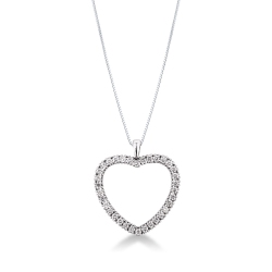 Collar de oro blanco de 18 kilates con colgante en forma de corazón y diamantes