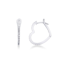 Pendientes con diseño de corazón en oro blanco de 18 quilates con diamantes