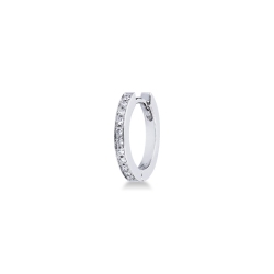Pendiente aro individual de oro blanco de 18K con diamantes
