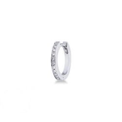 Pendiente mono aro en oro blanco 18 quilates con diamantes