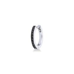 Pendiente individual de oro blanco de 18K con diamantes negros